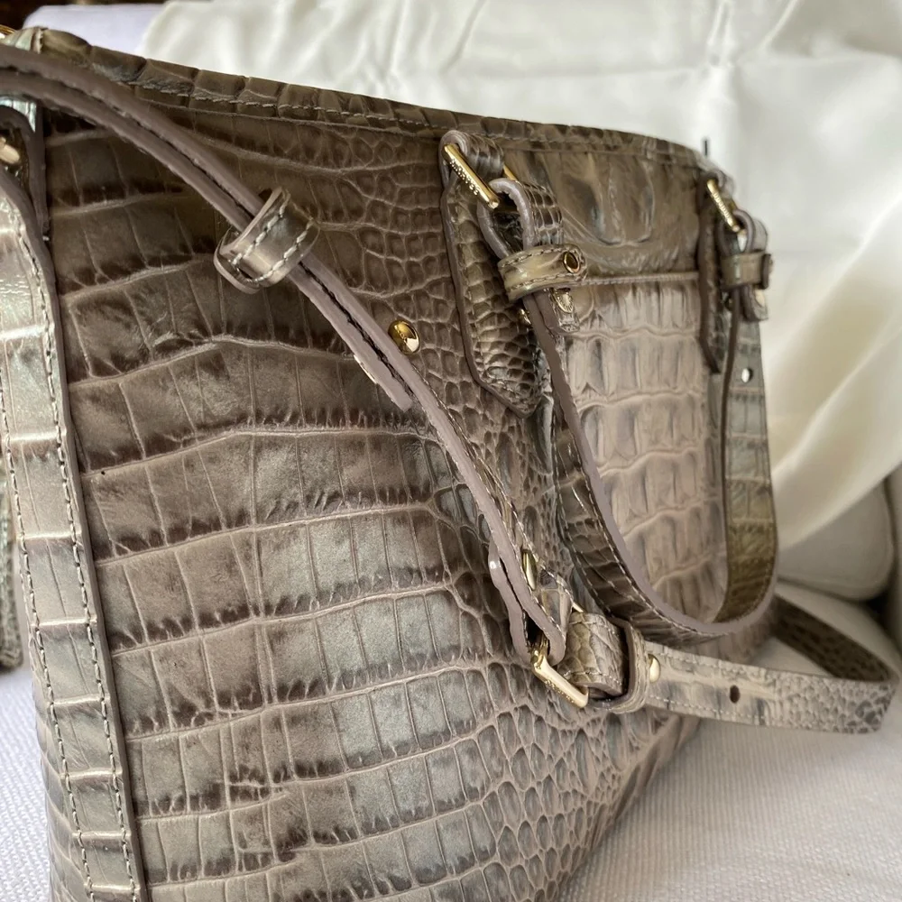 Brahmin Metallic Crocodile Embossed Mini Asher and Wristlet. - Picture 7 of 7